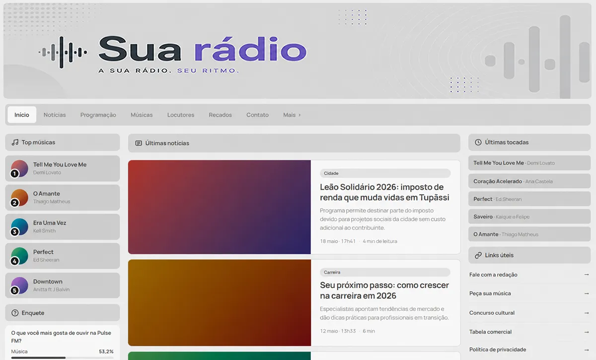 Radio website preview